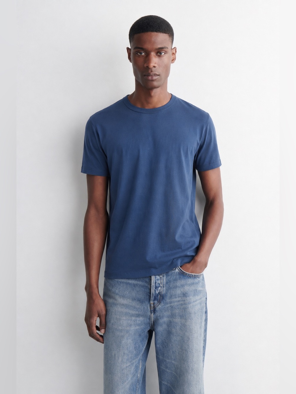 NEW Men’s COS Short Sleeve Crewneck Cotton Blue Tee T Shirt Size Medium *99